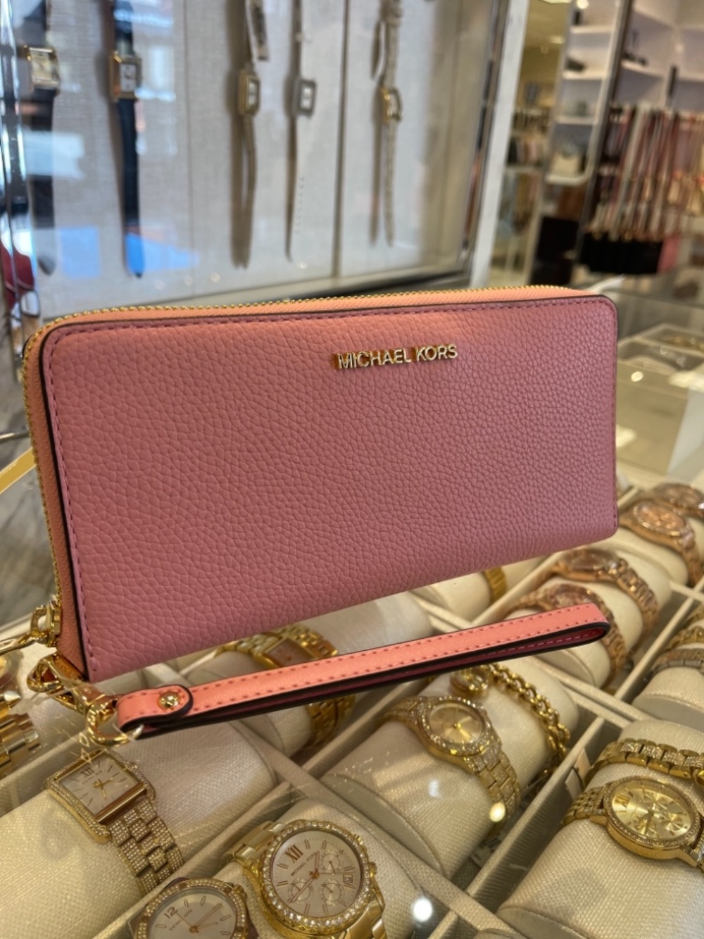 MICHAEL KORS Jet Set Travel Large Pebbled Leather Continental Wristlet Wallet Ph - Picture 15 of 16